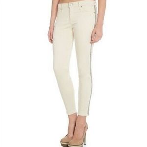 Hudson Luna Super Skinny Cream Cropped Jeans 26